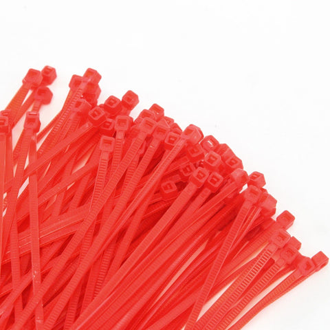 100 4 Inches 18 Pound Zip Cable Ties Nylon Wrap Red