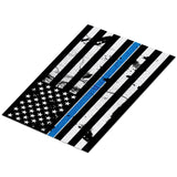 American Flag Distressed Thin Blue Line Wall Graphic Large Removable 1 Foot Wide 12 Inch Premium  Vinyl Peel and Stick Decal Sticker