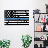 American Flag Distressed Thin Blue Line Wall Graphic Super Large Removable 3 Feet Wide 36 Inch Premium  Vinyl Peel and Stick Decal Sticker