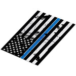 American Flag Distressed Thin Blue Line Wall Graphic Super Large Removable 3 Feet Wide 36 Inch Premium  Vinyl Peel and Stick Decal Sticker