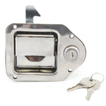 Stainless Door Lock Trailer Toolbox RV Handle Latch 4-3/8 Inches x 3-1/4 Inches Paddle Key