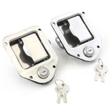 2 Stainless Door Lock Trailer Toolbox RV Handle Latch 4-3/8 Inches x 3-1/4 Inches Paddle Key