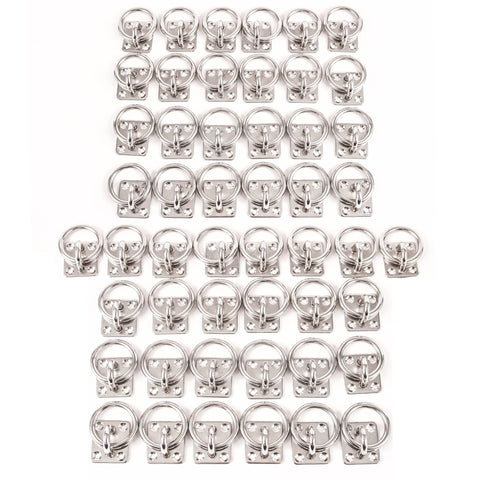50 Stainless Steel 6mm Square Eye Plates w Ring 1/4 Inches Marine 316 SS Boat Rigging