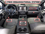 5pc Vehicle Organizer System Center Console Door Pockets & Glove Box Insert Fits Ford F-150 2015-2019 Full Console Only
