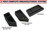 Full 3 Piece Vehicle Organizer Center Console Glove Box Inserts Fits Volkswagen VW Jetta 2019 Black