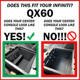 Full 3 Piece Vehicle Organizer Center Console Glove Box Inserts Fits Infiniti QX60 2017 2018 2019 Black