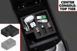 Center Console Organizer 2 Piece Stacking Set Vehicle Inserts Fits Infiniti Q50 2014-2015 Black