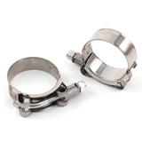 2 Premium 304 Stainless Steel T-Bolt Hose Clamps 1.75 Inches 45-50mm