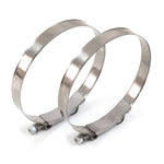 2 Premium 304 Stainless Steel T-Bolt Turbo Silicone Hose Clamps 5.5 Inches 140-148mm