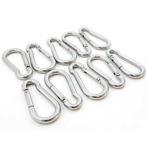 10 Steel Spring Snap Quick Link Carabiner Hook Clips 4 Inches Length - 320 Pound