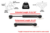2 Replacement 10 Inch Gas Struts Prop Shock Lift Support Spring Arm Toolbox RV Camper Hood Liftgate Hatch 9-11/16 Inch Extended Length (6-1/8 Compressed) 45 Lbs Ball Mount HW Included