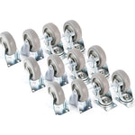 12 Plate Casters 3-3/8 Inches Polyurethane Wheels 6 Rigid 6 Swivel Brake Tough Caster