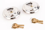 Stainless Steel Shrouded Disc Padlock with 2-3/4 " Wide Body Shackle Shielded Pair Keyed Alike with 4 Keys