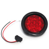 4 Inches Round Red 10 LED Stop Turn Tail Light Brake Flush Truck Trailer DOT Compliant 1 Light with Grommet