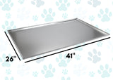 Metal Replacement Tray for Dog Crate 41 x 26 x 1 Inches Heavy Duty Stainless Steel Chew Proof Kennel Cage Pan Leakproof Liner Compatible with Midwest iCrate, New World and More