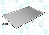 Metal Replacement Tray for Dog Crate 35 x 21.625 x 1 Inches Heavy Duty Stainless Steel Chew Proof Kennel Cage Pan Leakproof Liner Compatible with Midwest iCrate, New World and More