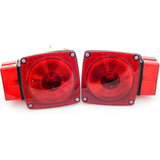 Square Red Trailer Turn Signal Stop 2 Light L R Set DOT over or Under 80 Inches