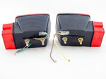 Square Red Trailer Turn Signal Stop 2 Light L R Set DOT over or Under 80 Inches