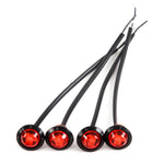 (4) 3/4 Inches Red LED Clearance Side Marker Lights Truck Trailer Pickup Flush Mount