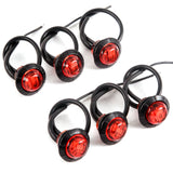 (6) 3/4 Inches Red LED Clearance Side Marker Lights Truck Trailer Pickup Flush Mount