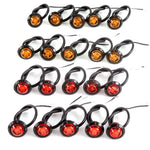10) 3/4 Inches Amber & Red LED Clearance Side Marker Lights Truck Trailer Pickup Flush