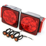 Led Pair Trailer Square Tail Light under 80 Inches & (4) 3/4 Inches Amber Side Marker Lights