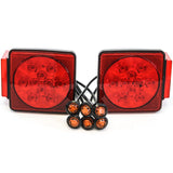 Led Pair Trailer Square Tail Light under 80 Inches & (6) 3/4 Inches Amber Side Marker Lights