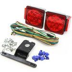 LED Submersible DOT Compliant Trailer Light Kit Square Under 80 Inches Tail Stop Brake Boat Marine