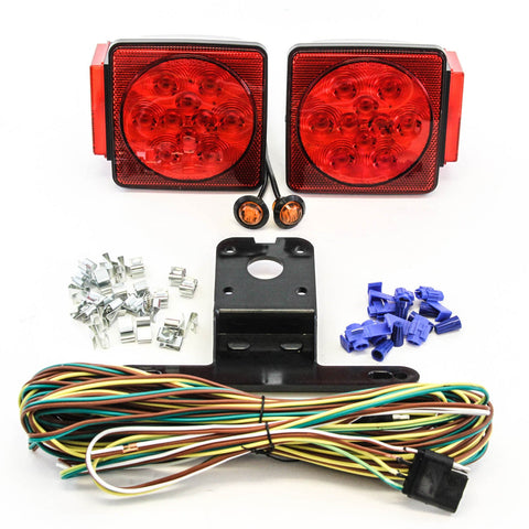 LED Submersible Square Light Kit Trailer 80 Inches- Boat Marine & 2 Amber Side Marker