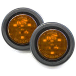 (2) Amber LED 2 Inches Round Side Marker Light Kits with Grommet Truck Trailer RV