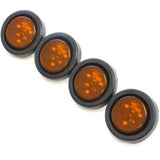 (4) Amber LED 2 Inches Round Side Marker Light Kits with Grommet Truck Trailer RV