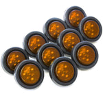 (10) Amber LED 2 Inches Round Side Marker Light Kits with Grommet Truck Trailer RV