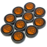 (10) Amber LED 2 Inches Round Side Marker Light Kits with Grommet Truck Trailer RV
