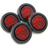 (4) Red LED 2 Inches Round Side Marker Light Kits with Grommet Truck Trailer RV