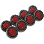 (8) Red LED 2 Inches Round Side Marker Light Kits with Grommet Truck Trailer RV