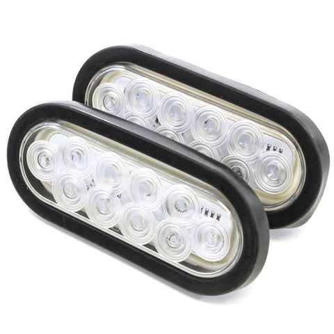 (2) 6 Inches Oval Clear LED Reverse Back-up Light Flush Mount Trailer Truck