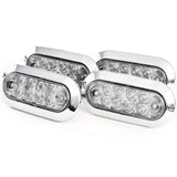 (4) 6 Inches Oval Red Clear Chrome LED Stop Turn Tail Light Surface Mount Trailer Truck
