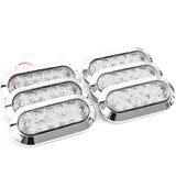 (6) 6 Inches Oval Red Clear Chrome LED Stop Turn Tail Light Surface Mount Trailer Truck