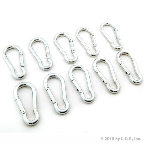 10 Steel Spring Snap Quick Link Carabiner Hook Clips 3-1/2 Inches Length - Medium Duty 200 Pound